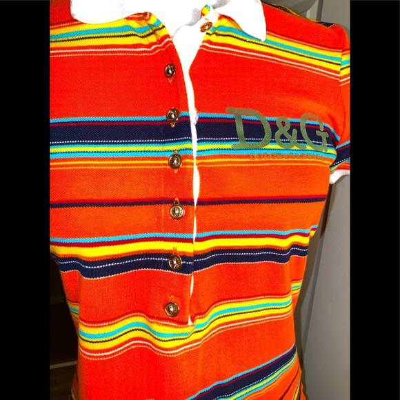 VINTAGE D&G POLO  
DOLCE GABBANA 
SIZE 40 ITALY STRIPED MULTI - Picture 8 of 11